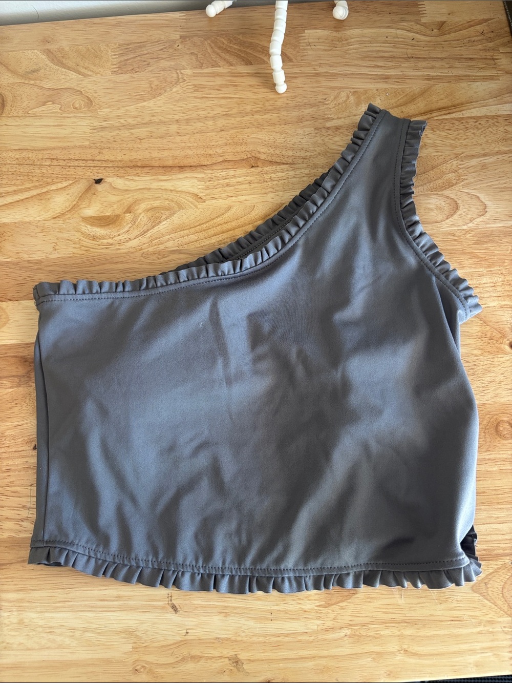 One-Shoulder Ruffle Trim Crop Top